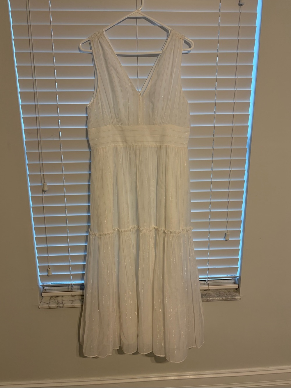 Tommy Hilfiger White Sleeveless V-Neck Maxi Dress